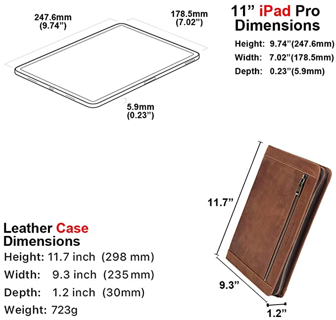 Full Grain Leather Portfolio IPad Case, Leather Case Folder