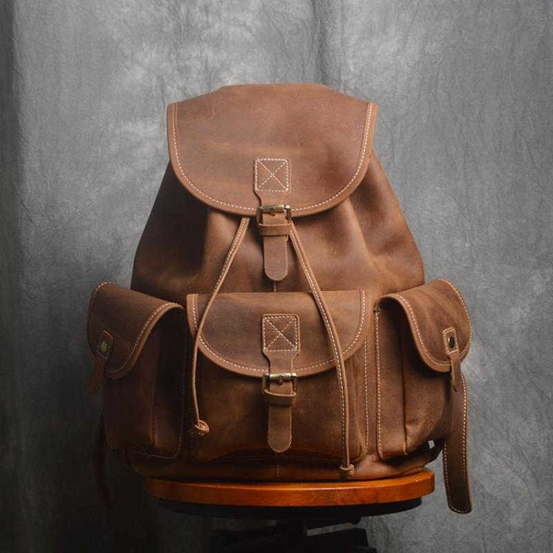 Handmade Leather Backpack College Backpack School Backpack 8891 - Unihandmade