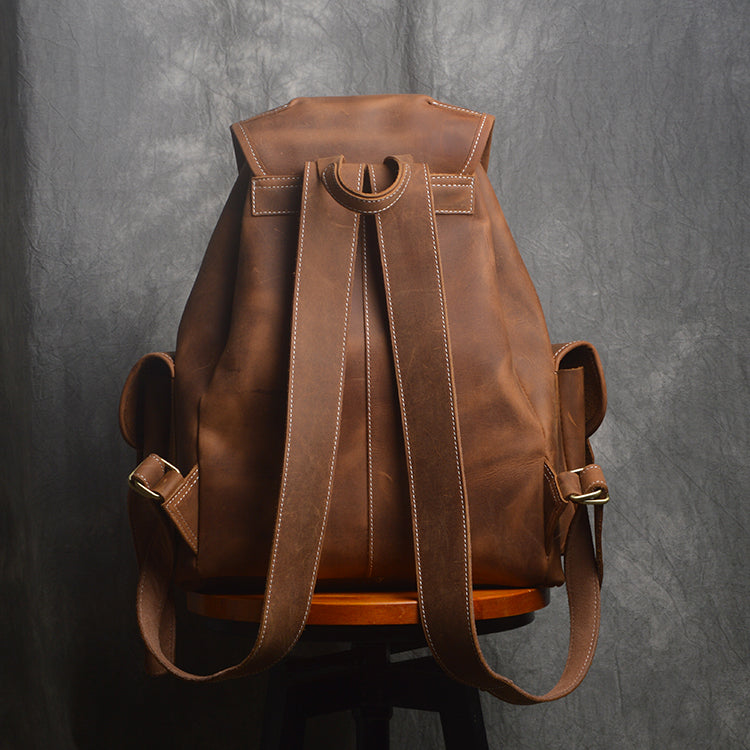 brown leather school backpack Handmade Leather Backpack College Backpack School Backpack Vintage Brown