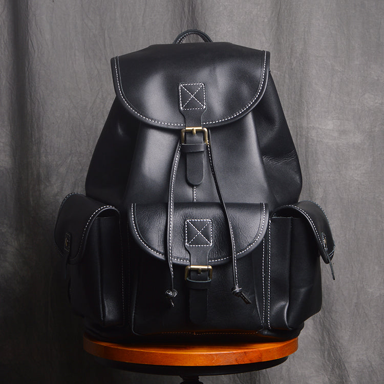 Handmade Leather Backpack College Backpack School Backpack Black