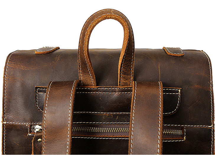 Handmade Top Grain Leather Backpack Men's Travel Backpacks Vintage Shoulder Bag MLT2512 - Unihandmade