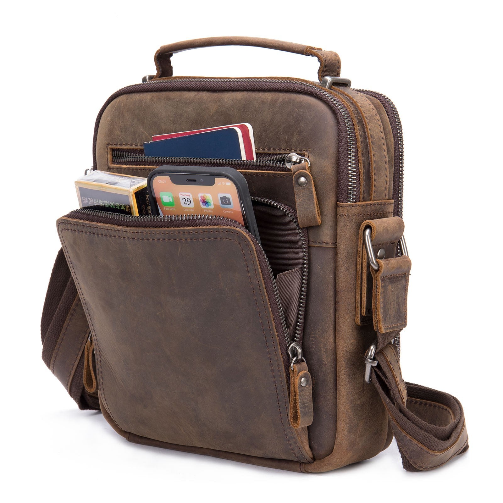 Genuine Leather Bag Crossbody Bags: Murse Man Purse