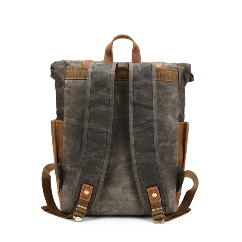 Waxed Canvas Backpack Rucksack Travel Backpack 8808 - Unihandmade