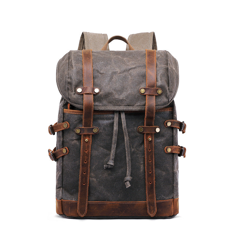 canvas leather backpack rucksack Personalized Waxed Canvas Backpack Travel Backpack Hiking Rucksack College Backpack Coffee / No