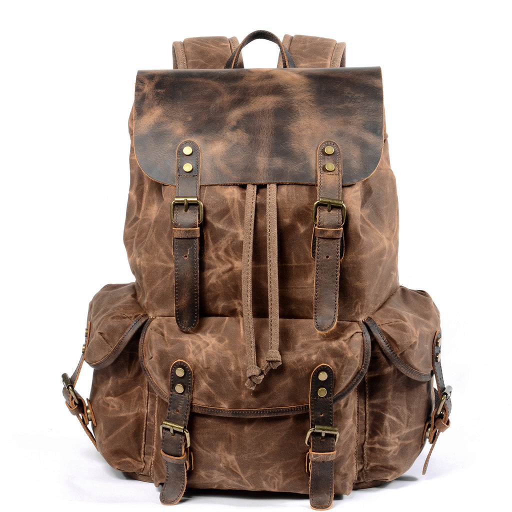 Waxed Canvas Leather Backpack Rucksack Canvas Backpack Travel Backpack