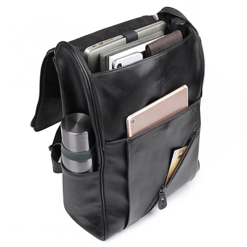 Backpack Handmade Leather Backpack with USB charge School Backpack Men Backpack 7344 - Unihandmade