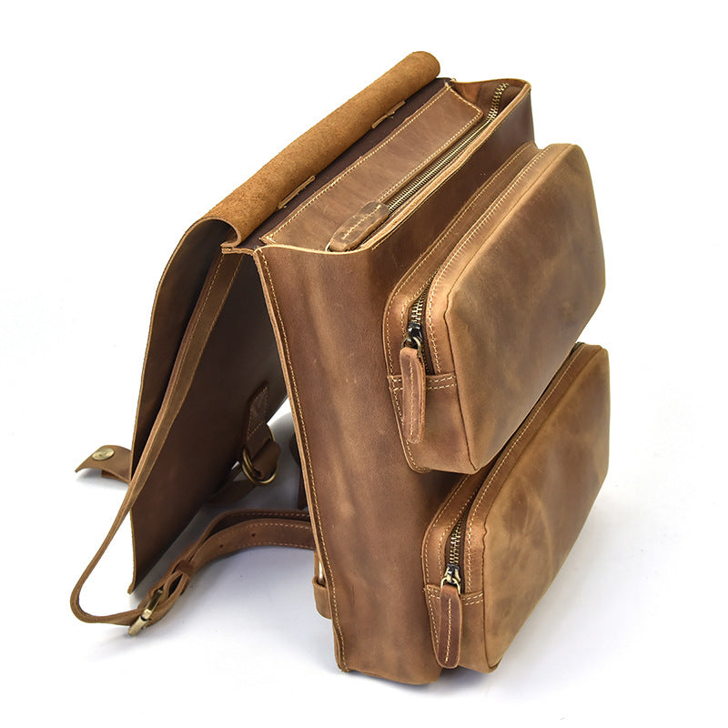 Handmade Crazy Horse Leather Backpack School Backpacking – Unihandmade