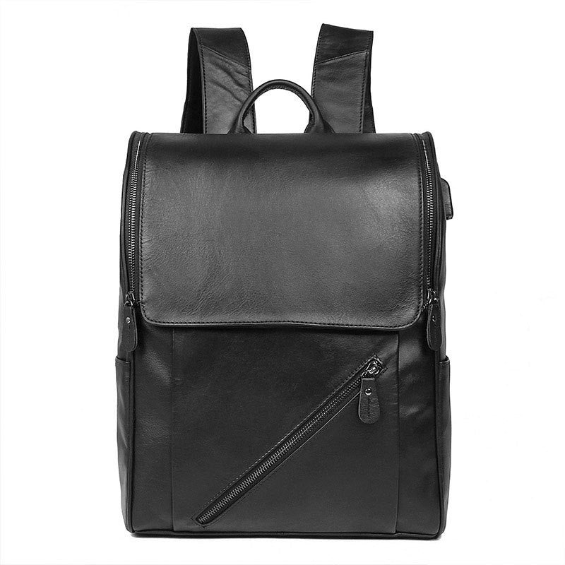 Backpack Handmade Leather Backpack with USB charge School Backpack Men Backpack 7344 - Unihandmade