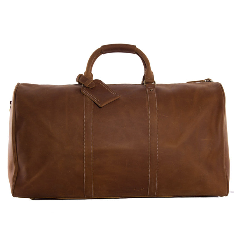 Handmade Large Vintage Ffll Grain Leather Travel Bag, Duffle Bag, Holdall Luggage Bag - Unihandmade