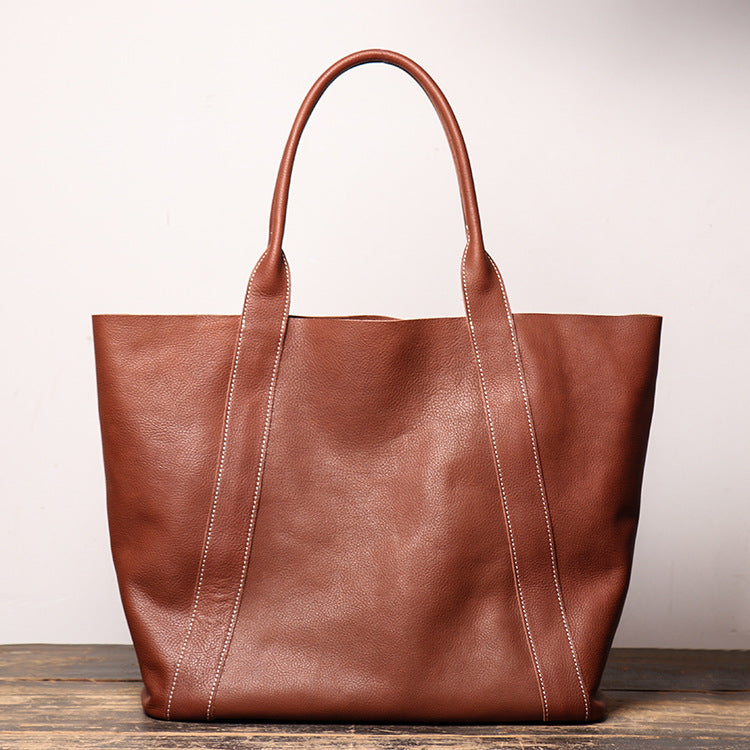 Tote Bag Handmade Full Grain Leather Handbag Large Shopping Bag