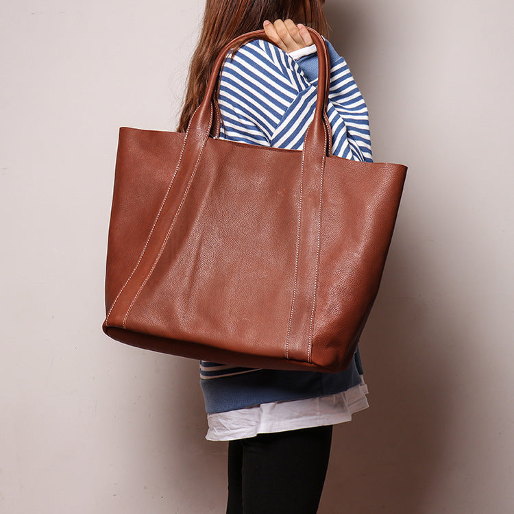 Tote Bag Handmade Full Grain Leather Handbag Large Shopping Bag