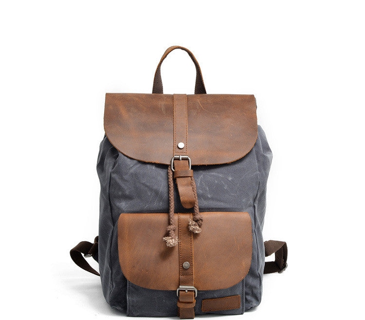 Washed Canvas Leather Backpack Rucksack School Backpack Travel Backpac ...