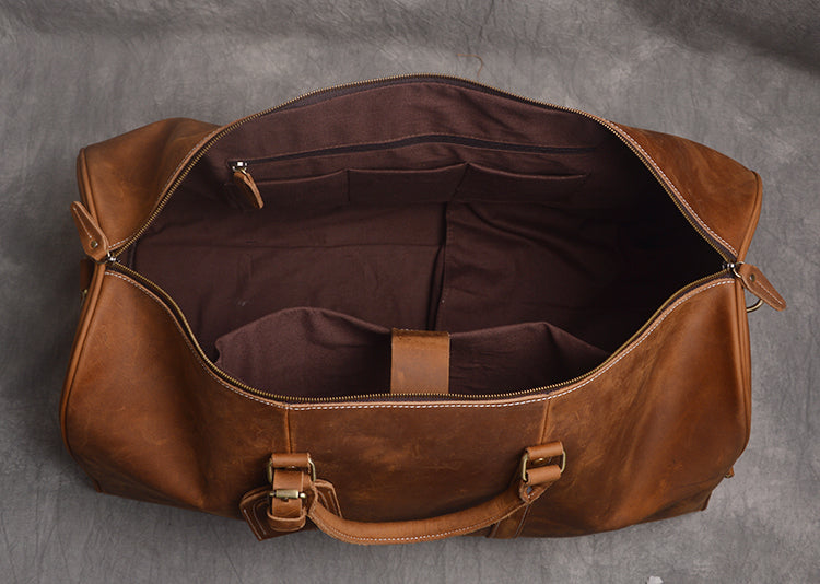 Full Grain Leather Duffel Bag Personalized Leather Weekender