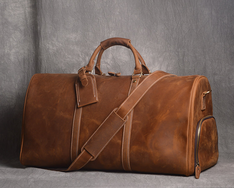 Leather Duffle Bag Men, Personalized Duffle With Shoe Compartment