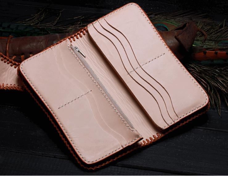 Handmade Italy Full Grain Leather Biker Wallet Long Wallet Purse NW125 - Unihandmade