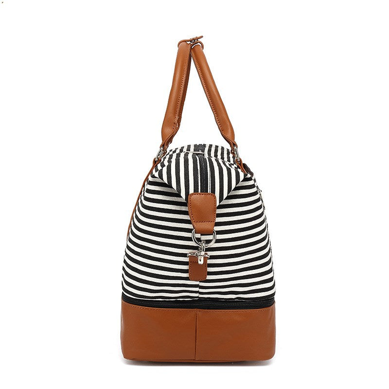 Women Canvas Weekender Bag Overnight Carryon Duffel Tote with Shoe Compartment Duffle