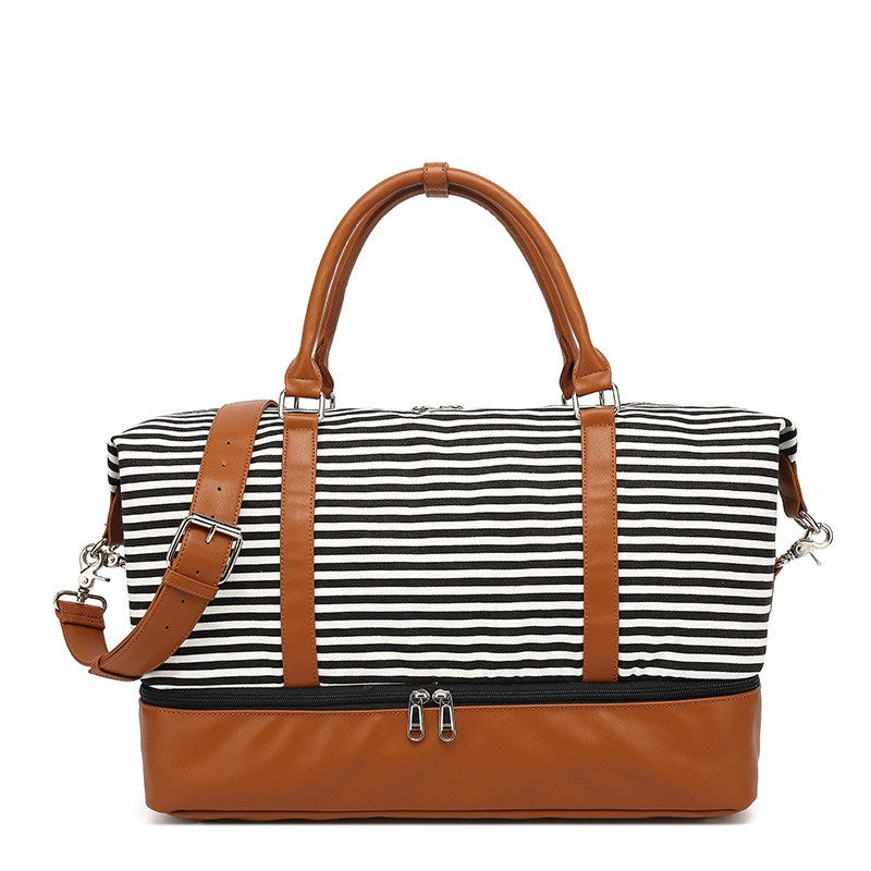 Women Canvas Weekender Bag Overnight Carryon Duffel Tote with Shoe Compartment Duffle