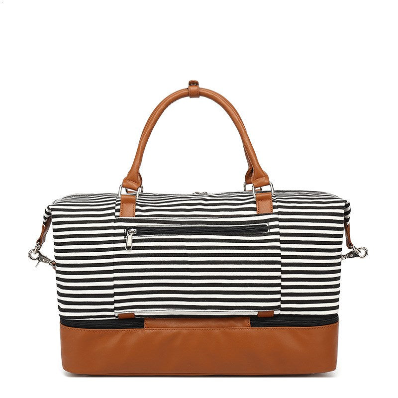 Women Canvas Weekender Bag Overnight Carryon Duffel Tote with Shoe Compartment Duffle